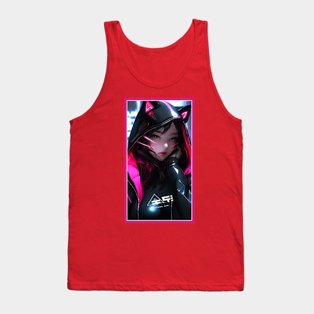 Anime Race Girl | Quality 3D Anime Artwork | Pink Red Black Blue Chibi Manga Anime Art Tank Top by AlNoah